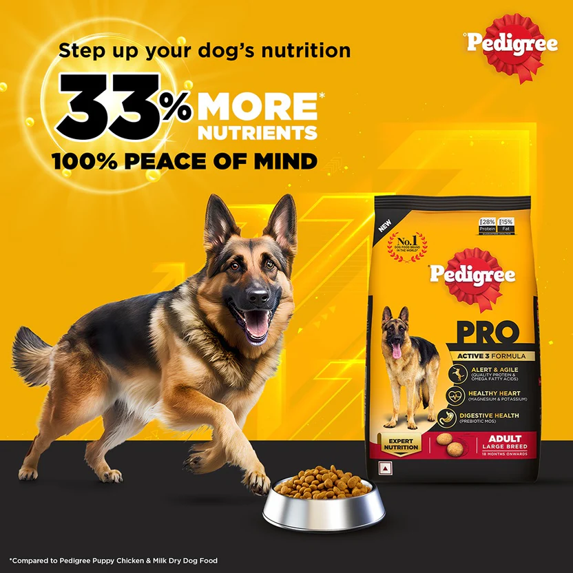 Pedigree PRO Dry Dog Food - Active Adult Dogs Large Breed (18+ Months) 10kg