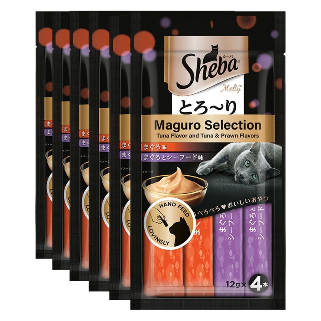 Sheba Melty Premium Lickable Creamy Cat Treats, Maguro Selection, Tuna Flavour And Tuna & Seafood Flavours, 6 X 48 G (Pack Of 6), Ideal For Bonding, Adult